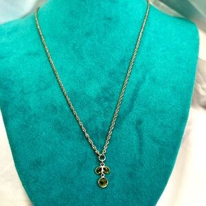 Dainty and elegant Sterling Silver Necklace with Green Gemstone Peridot Pendant